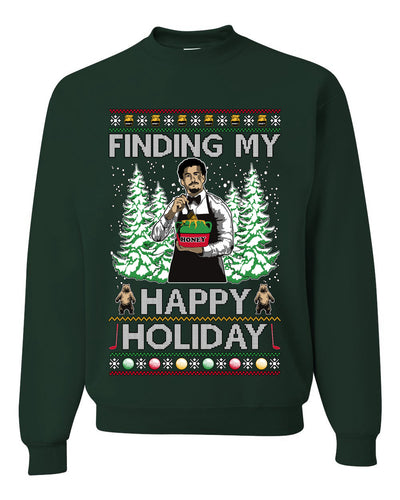 Finding My Happy Holiday, Unisex Ugly Christmas Sweater, Crewneck Sweatshirts