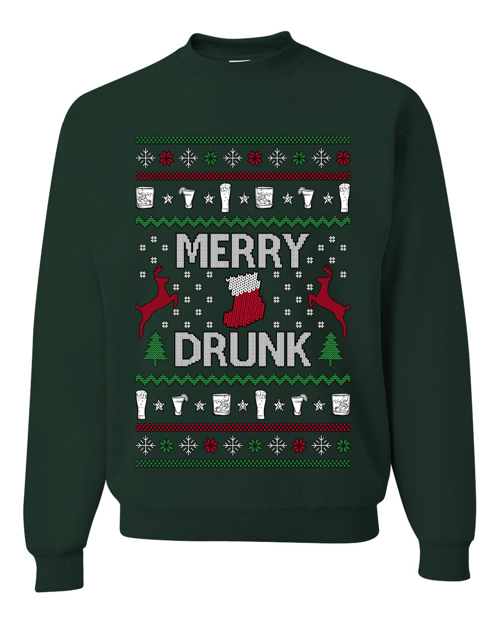 Merry Drunk, Unisex Ugly Christmas Sweater Crewneck Sweatshirts