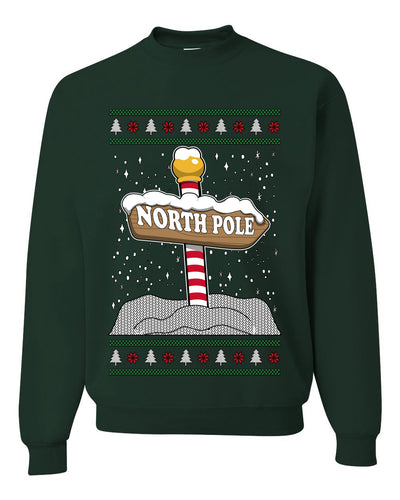 North Pole, Unisex Ugly Christmas Sweater Crewneck Sweatshirts