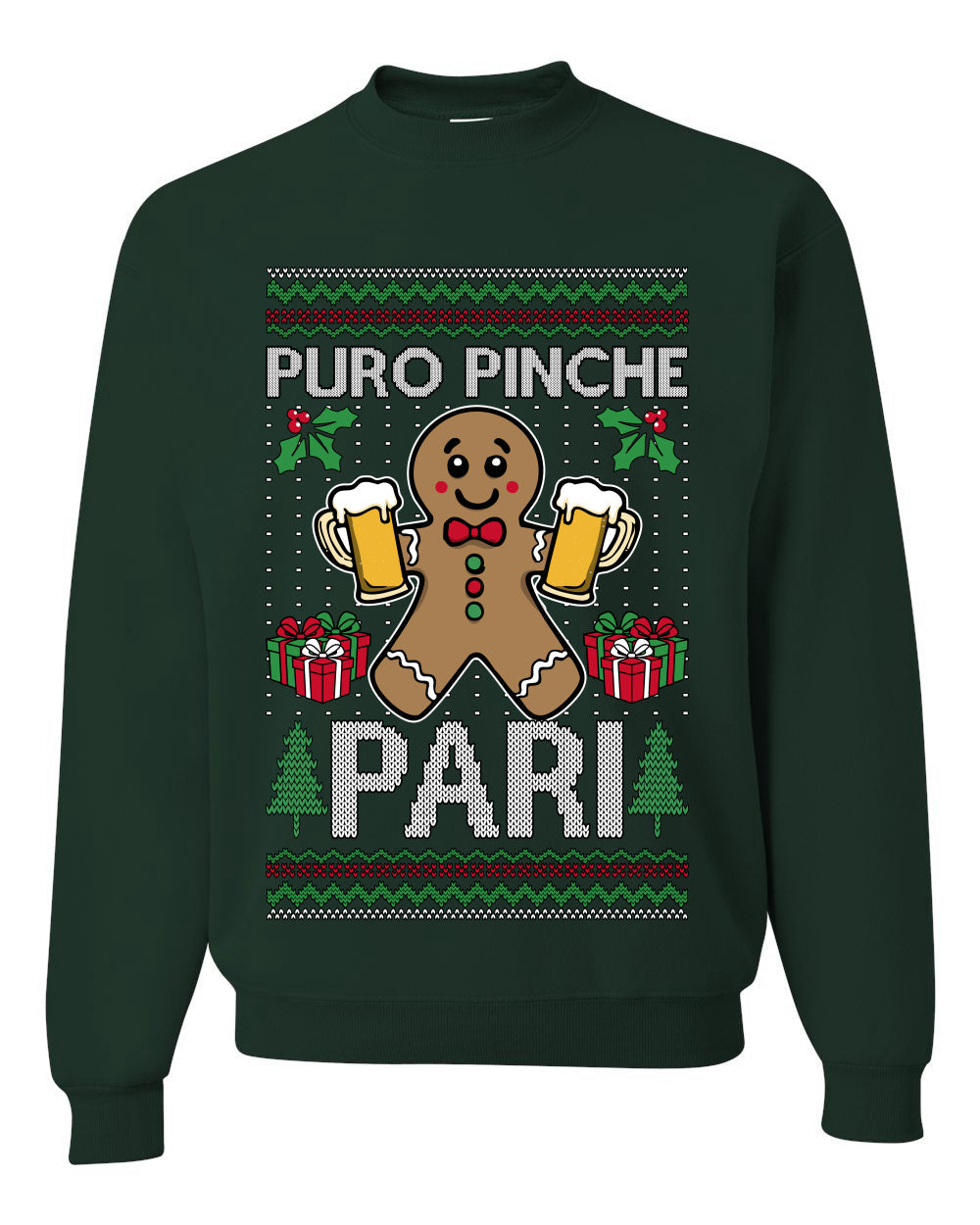 Puro Pinche Pari,Unisex Ugly Christmas Sweater, Crewneck Sweatshirts