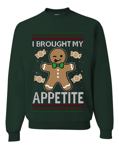 I Brought My Appetitie, Unisex Ugly Christmas Crewneck Sweatshirts