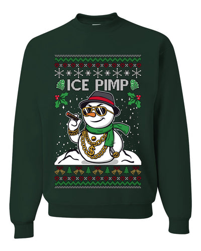 Snow Ice Pimp, Funny Unisex Ugly Christmas Sweater, Crewneck Sweatshirts