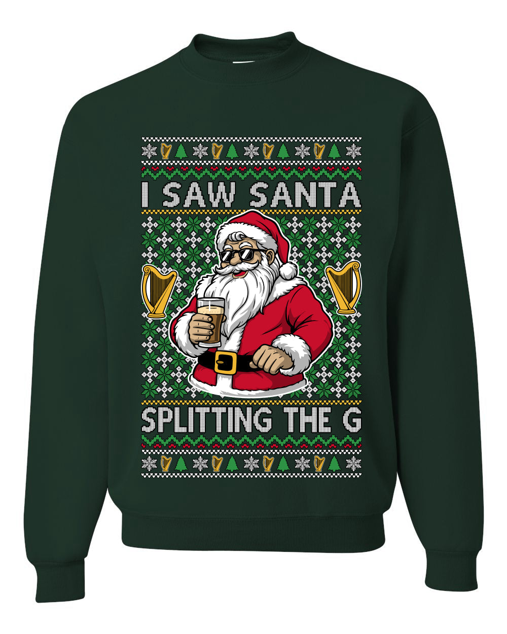 I Saw Santa Splitting The G, Unisex Ugly Christmas Sweater Crewneck Sweatshirts