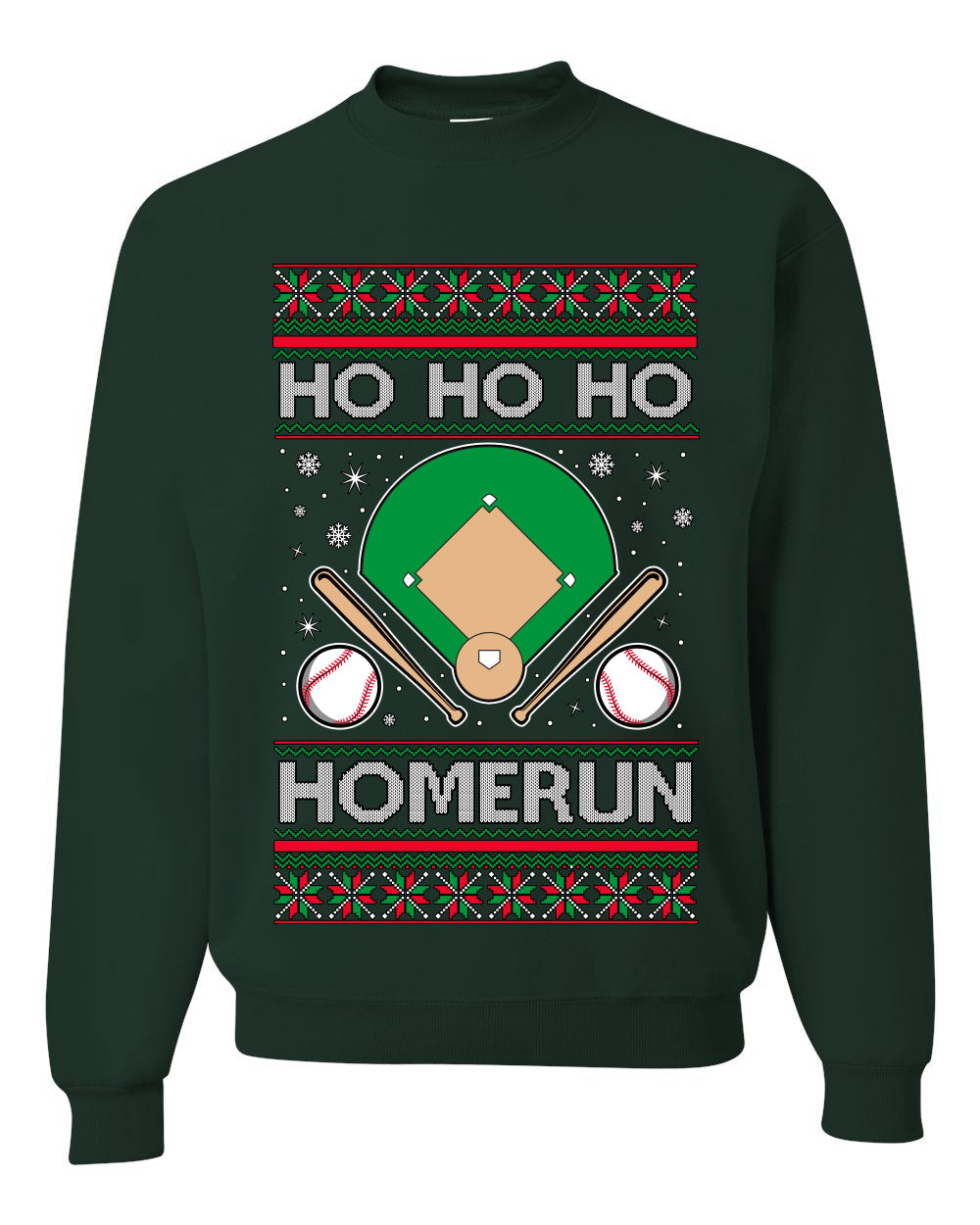 Ho Ho Ho Homerun, Baseball Fan Christmas Design, Unisex Ugly Christmas Sweater Crewneck Sweatshirts