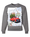 Winter Merry Christmas Trees Festive Red Truck Merry Christmas Unisex Crewneck Graphic Sweatshirt