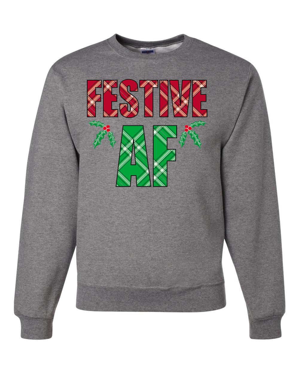 Festive AF Merry Christmas Unisex Crewneck Graphic Sweatshirt