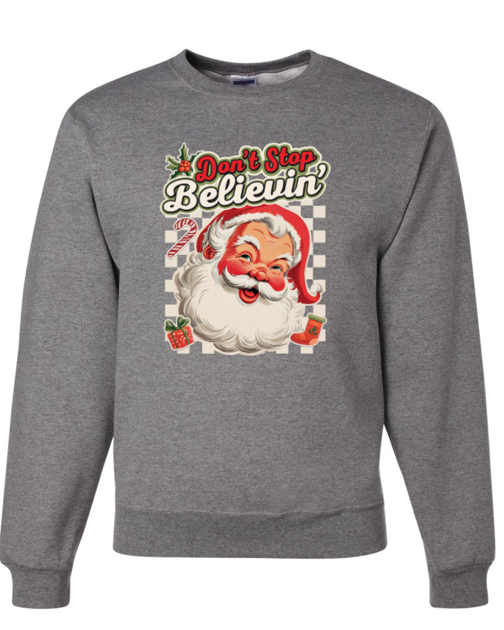 Don't stop Believin', Santa Fun Cute Christmas Design, Unisex Christmas Sweater, Crewneck Sweatshirts