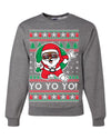 Yo Yo Yo Black Santa Ugly Christmas Sweater Unisex Crewneck Sweatshirt