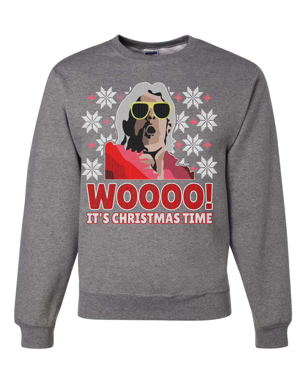 Woooo! It's Christmas Time Ugly Christmas Sweater Unisex Crewneck Sweatshirt