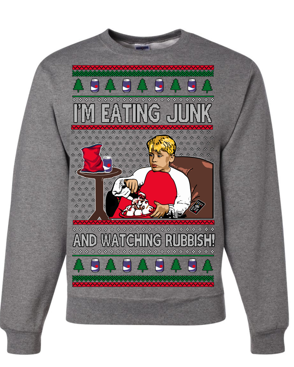 I'm Eating Junk and Watching Rubbish 90s Movie Ice Cream Ugly Christmas Sweater Crewneck Sweatshirt