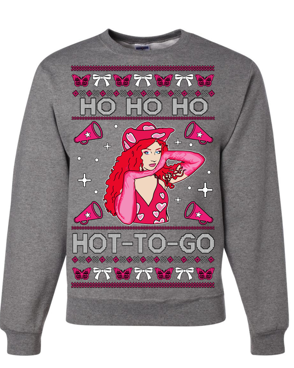 Ho Ho Ho Hot to Go, Viral Midwest Princess Song Dance Pop Star Concert Tour Merch Ugly Christmas Sweater Crewneck Sweatshirt