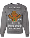 Bite This Funny Gingerbread Cookie Middle Finger Ugly Christmas Sweater Crewneck Sweatshirt
