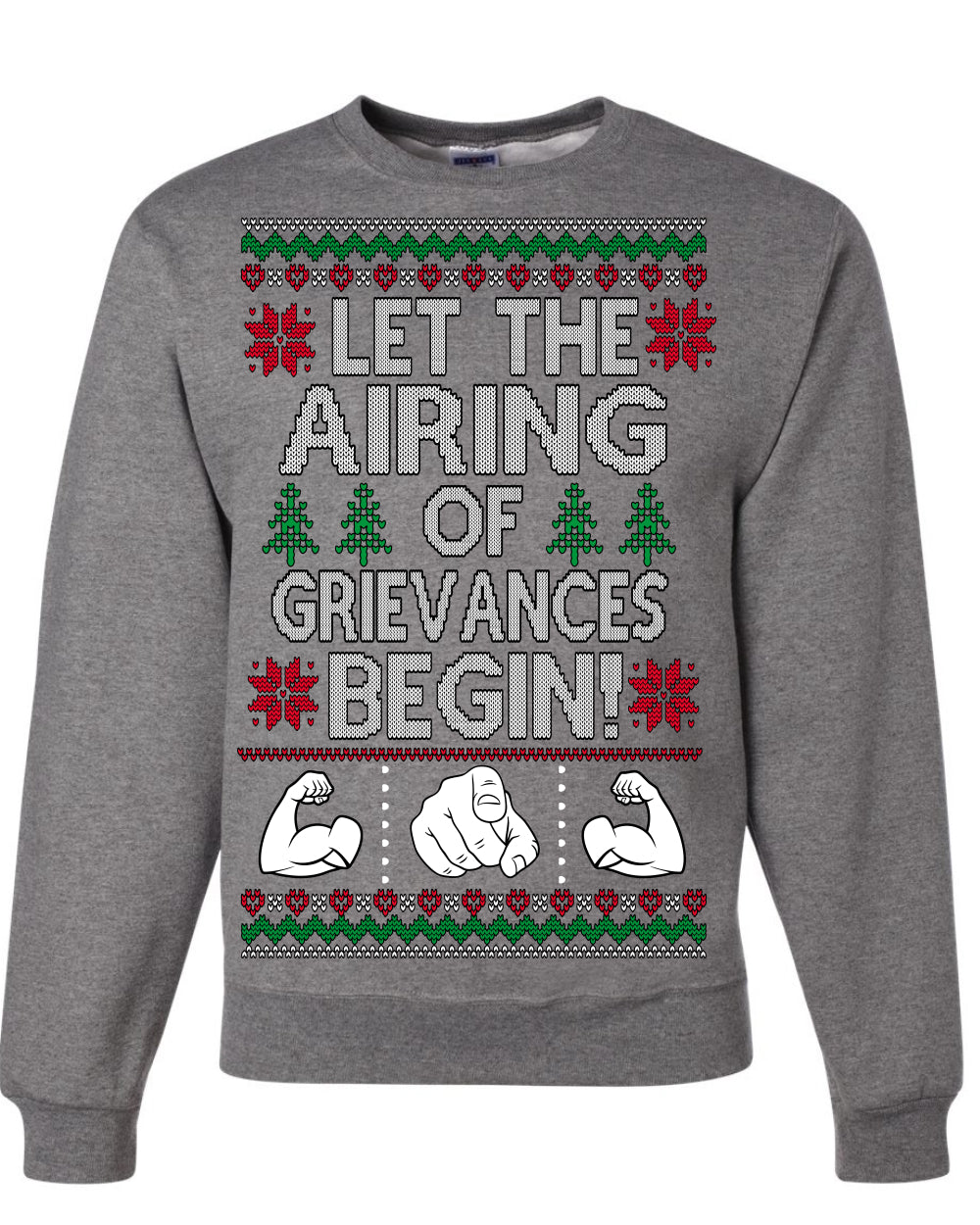 Let The Airing Of Grievances Begin Funny Tv Sitcom Festivus Ugly Christmas Sweater Crewneck Sweatshirt