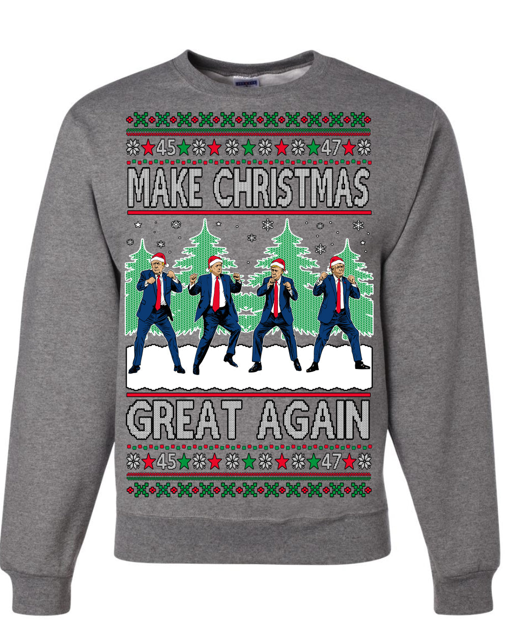 Make Christmas Great Again Shimmy Dance USA President Ugly Christmas Sweater Crewneck Sweatshirt
