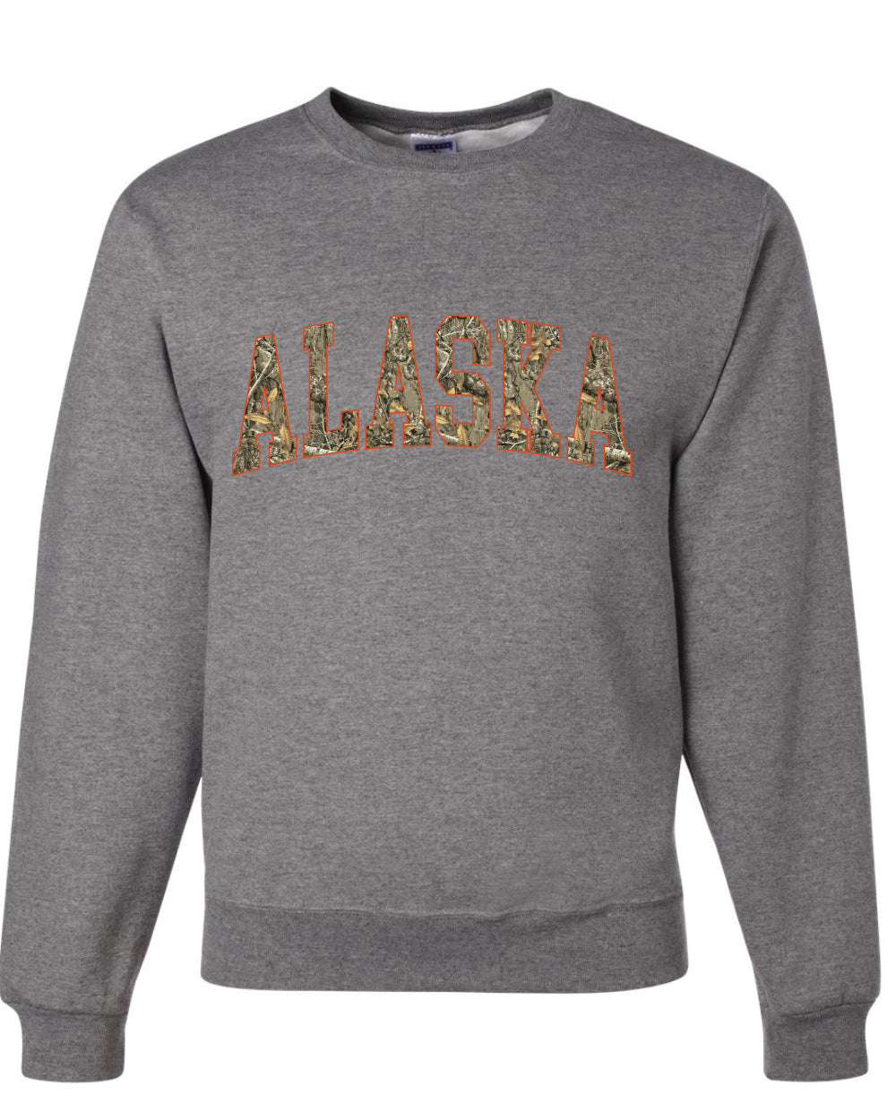 Alaska  Camo Fill Orange Outline Sweater, Unisex Crewneck Sweatshirts