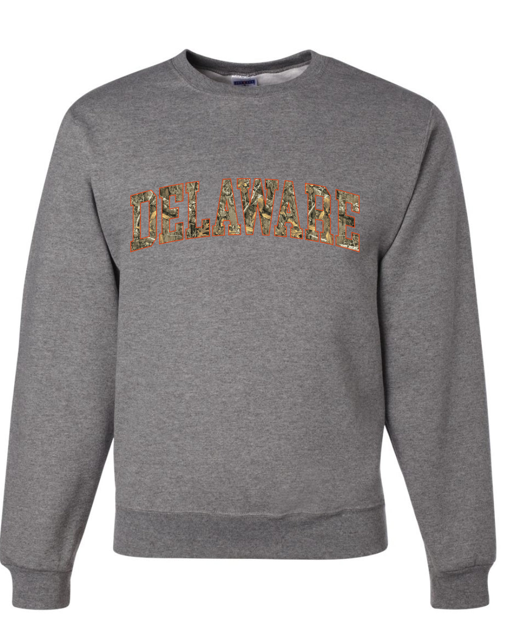 Delaware  Camo Fill Orange Outline Sweater, Unisex Crewneck Sweatshirts