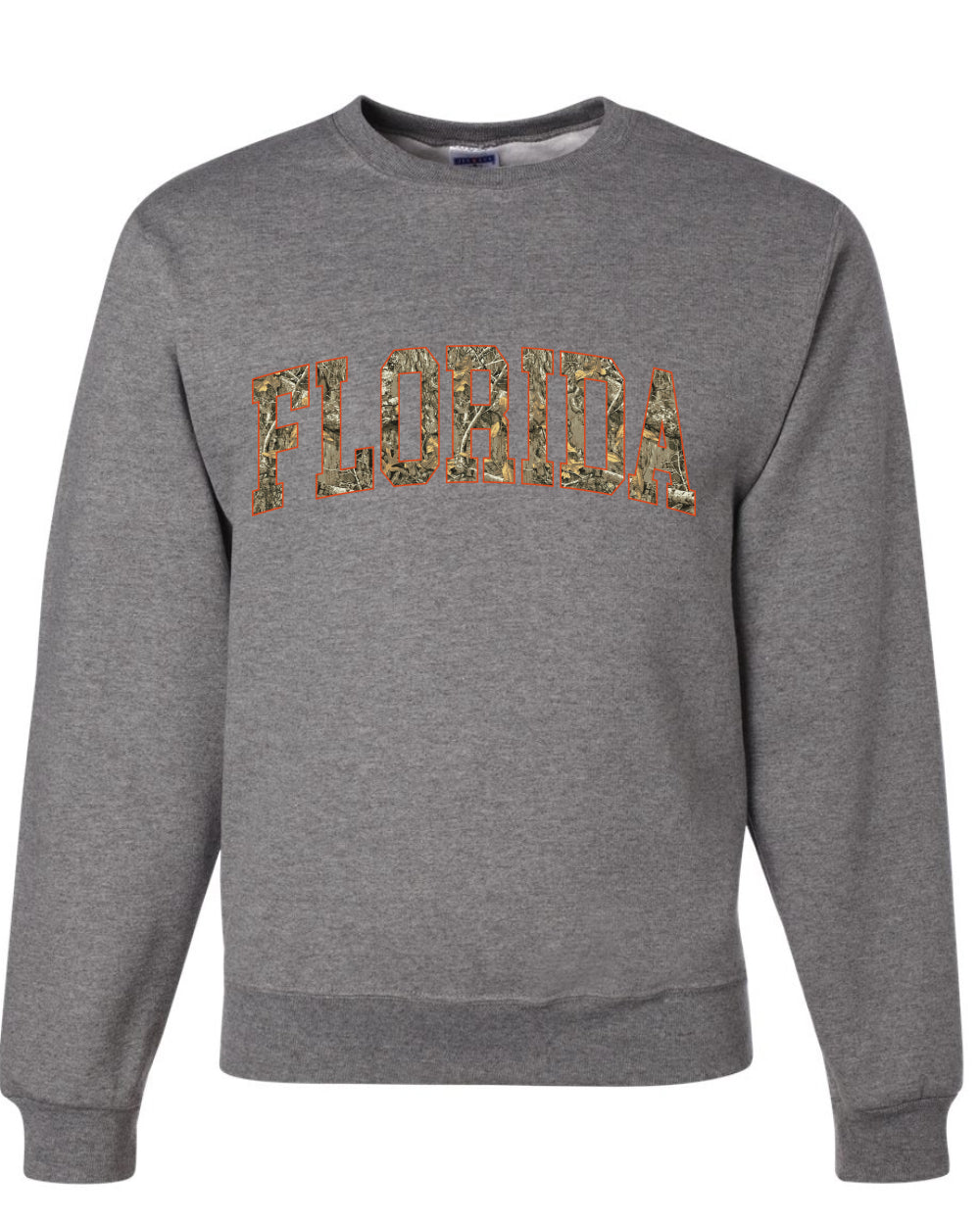 Florida  Camo Fill Orange Outline Sweater, Unisex Crewneck Sweatshirts