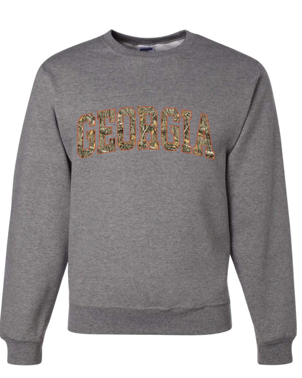 Georgia  Camo Fill Orange Outline Sweater, Unisex Crewneck Sweatshirts