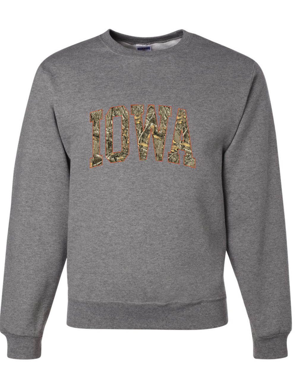 Iowa  Camo Fill Orange Outline Sweater, Unisex Crewneck Sweatshirts