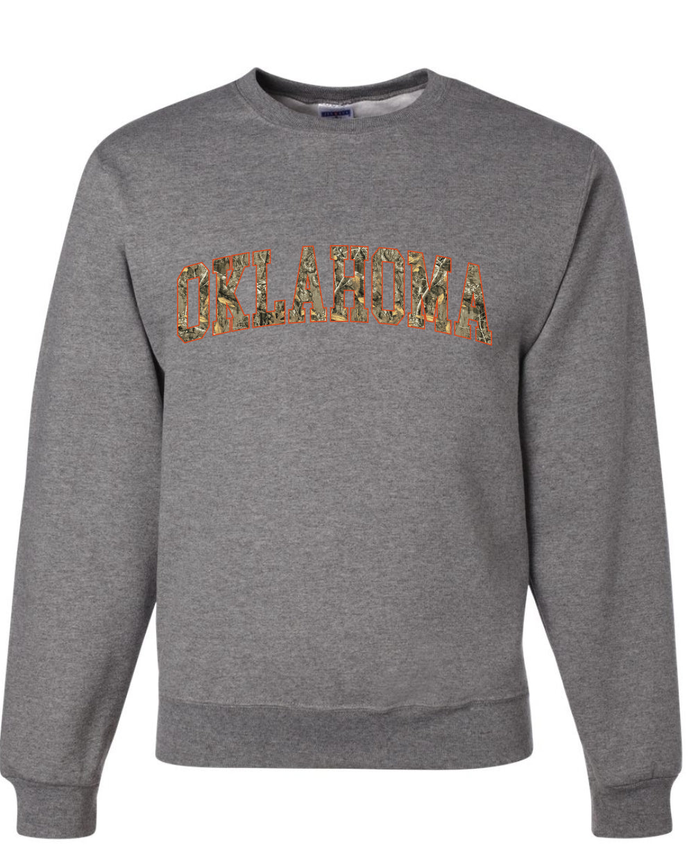 Oklahoma  Camo Fill Orange Outline Sweater, Unisex Crewneck Sweatshirts