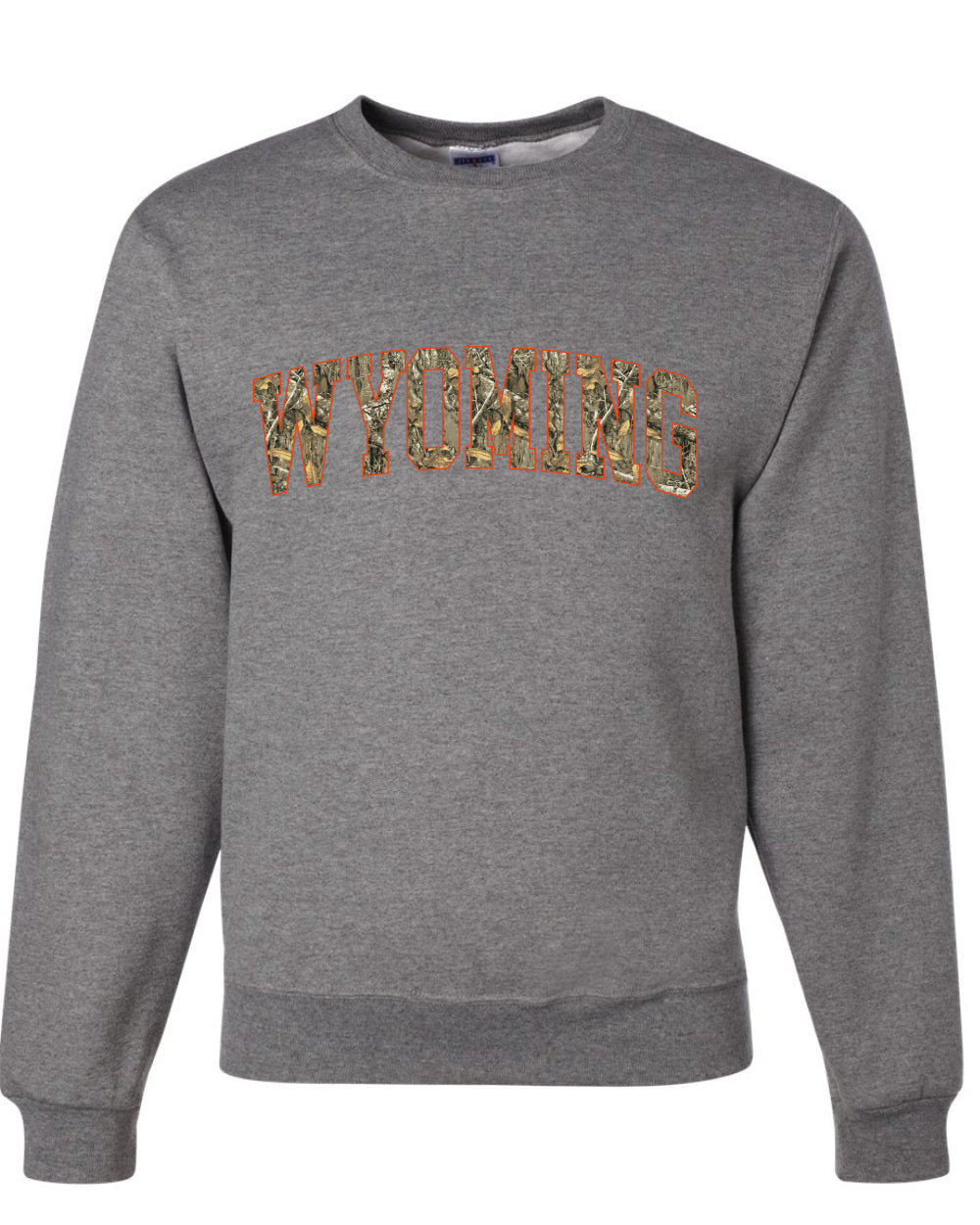 Wyoming  Camo Fill Orange Outline Sweater, Unisex Crewneck Sweatshirts