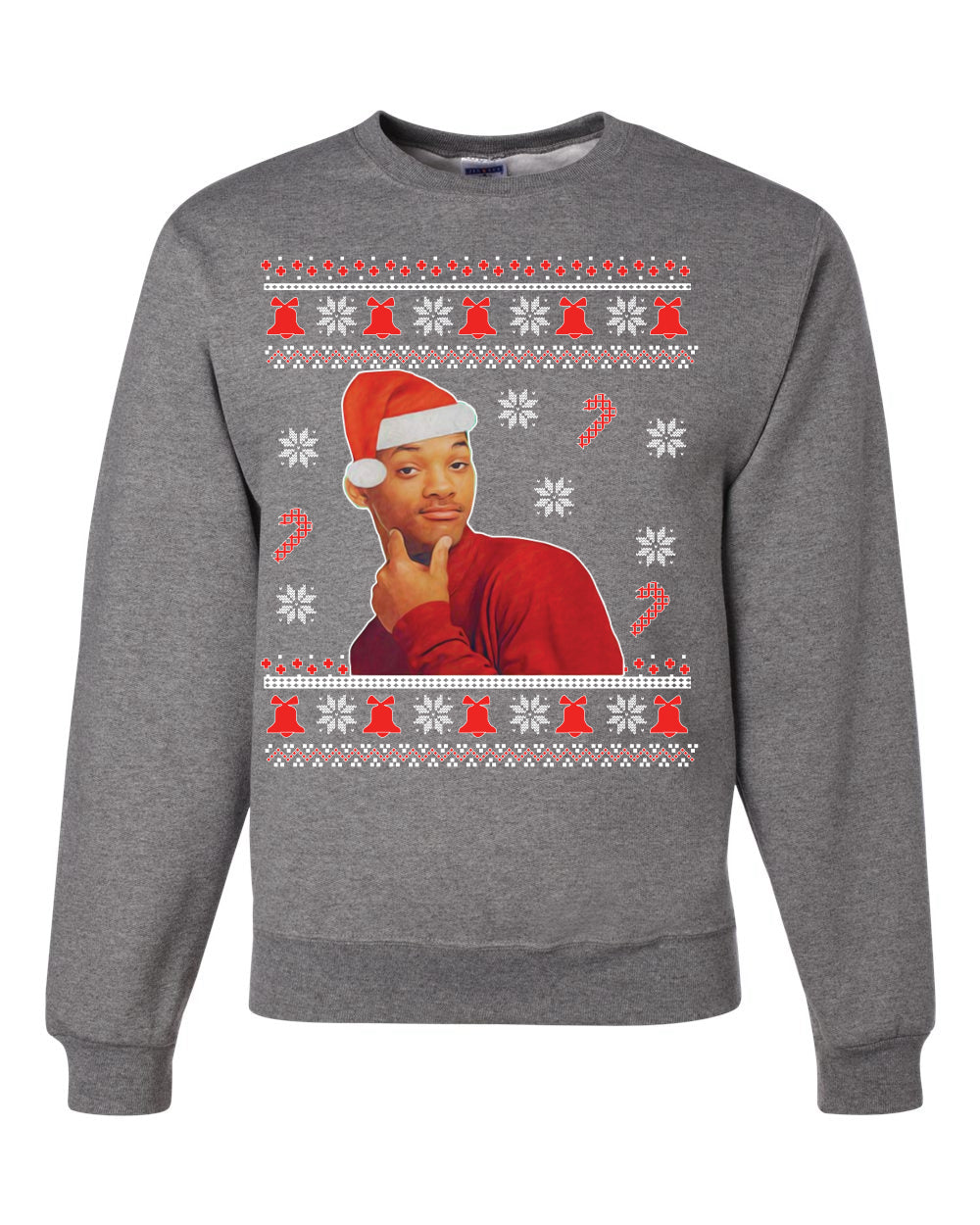 Will Smith Fresh Prince Of Bel Air  Christmas Xmas Candy Cane Ugly Christmas Sweater Unisex Crewneck Sweatshirt