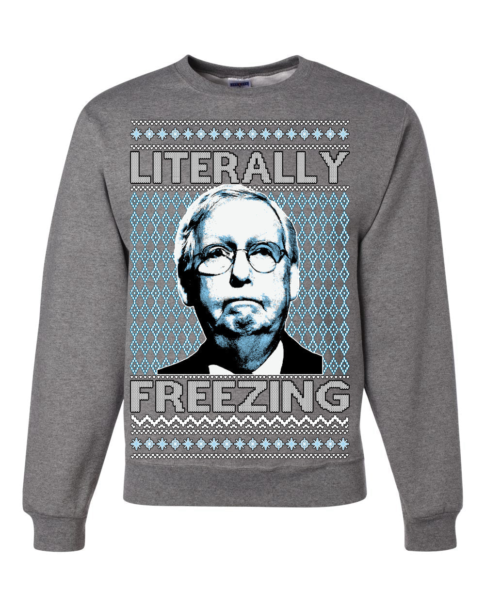 Literally Freezing McConnell Senator Ugly Christmas Sweater Unisex Crewneck Sweatshirt
