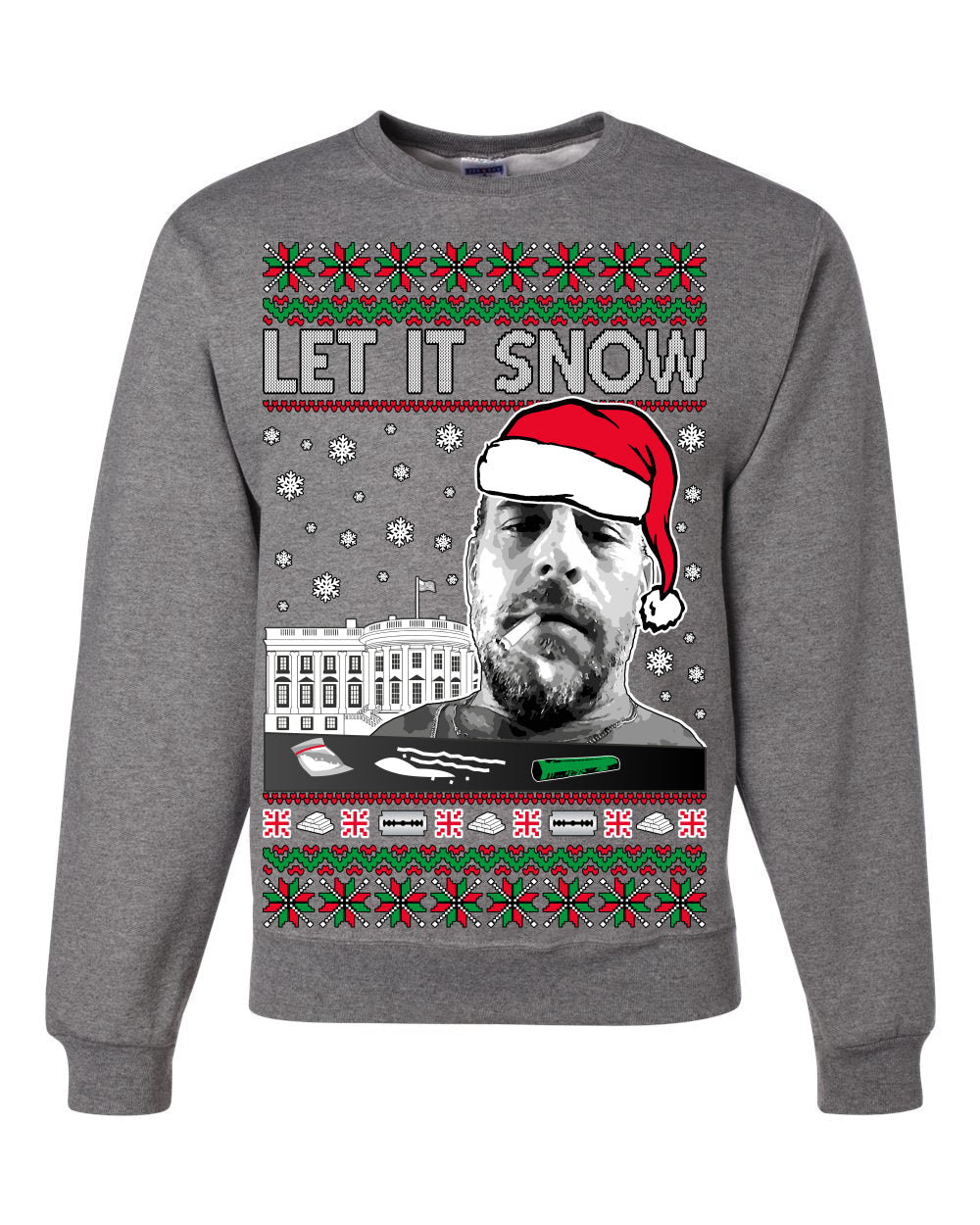 Hunter Let It Snow Biden Ugly Christmas Sweater Unisex Crewneck Sweatshirt