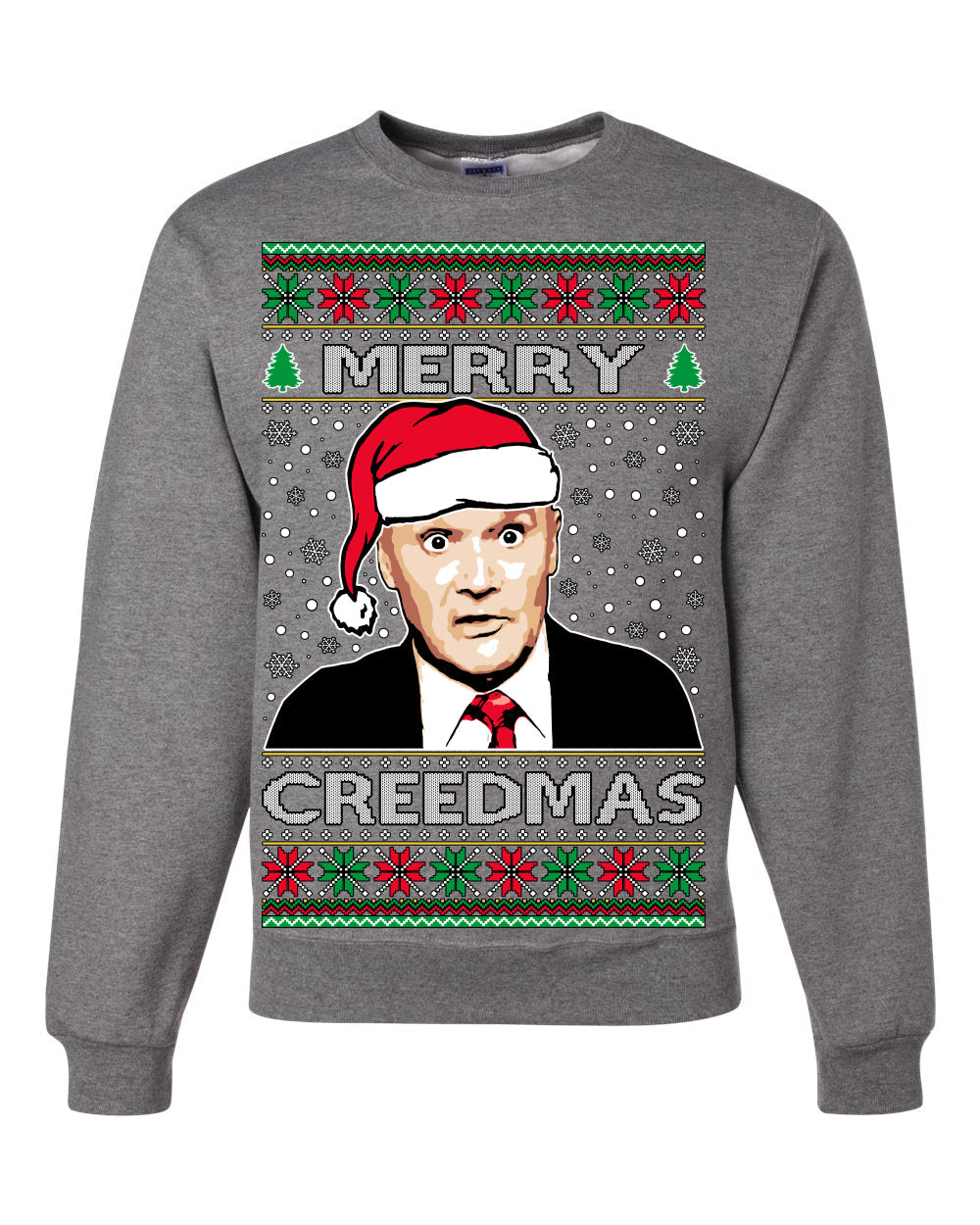 Merry Creedmas Office Humor TV Ugly Christmas Sweater Unisex Crewneck Sweatshirt
