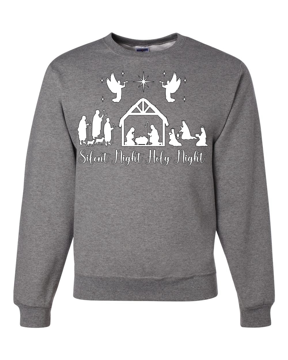 Silent Night Holy Night Religious Jesus Christmas Unisex Crewneck Sweatshirt