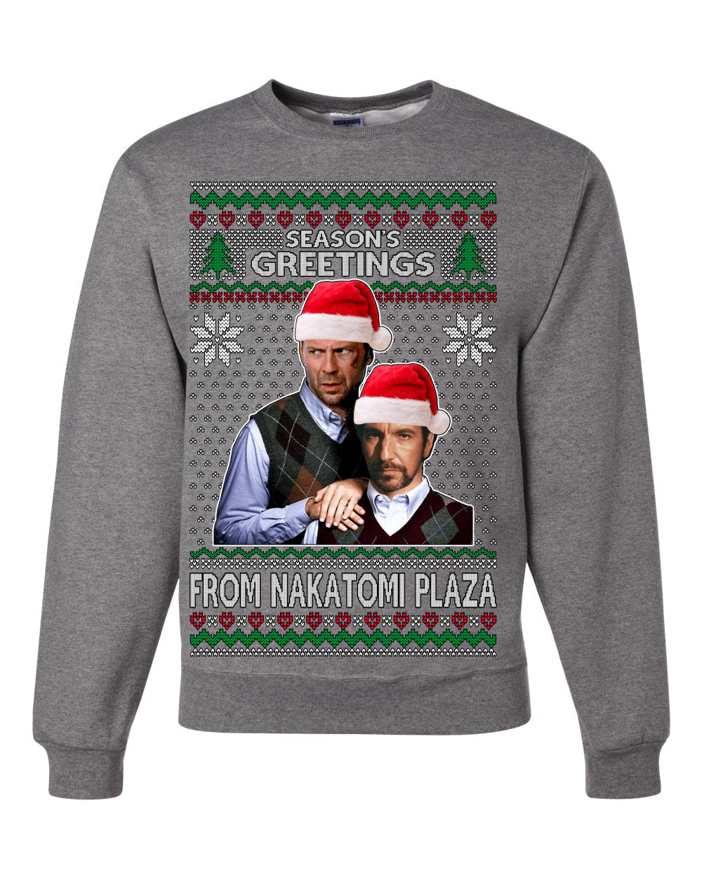 Season's Greeting From Nakatomi Plaza Ugly Christmas Sweater Unisex Crewneck Sweatshirt