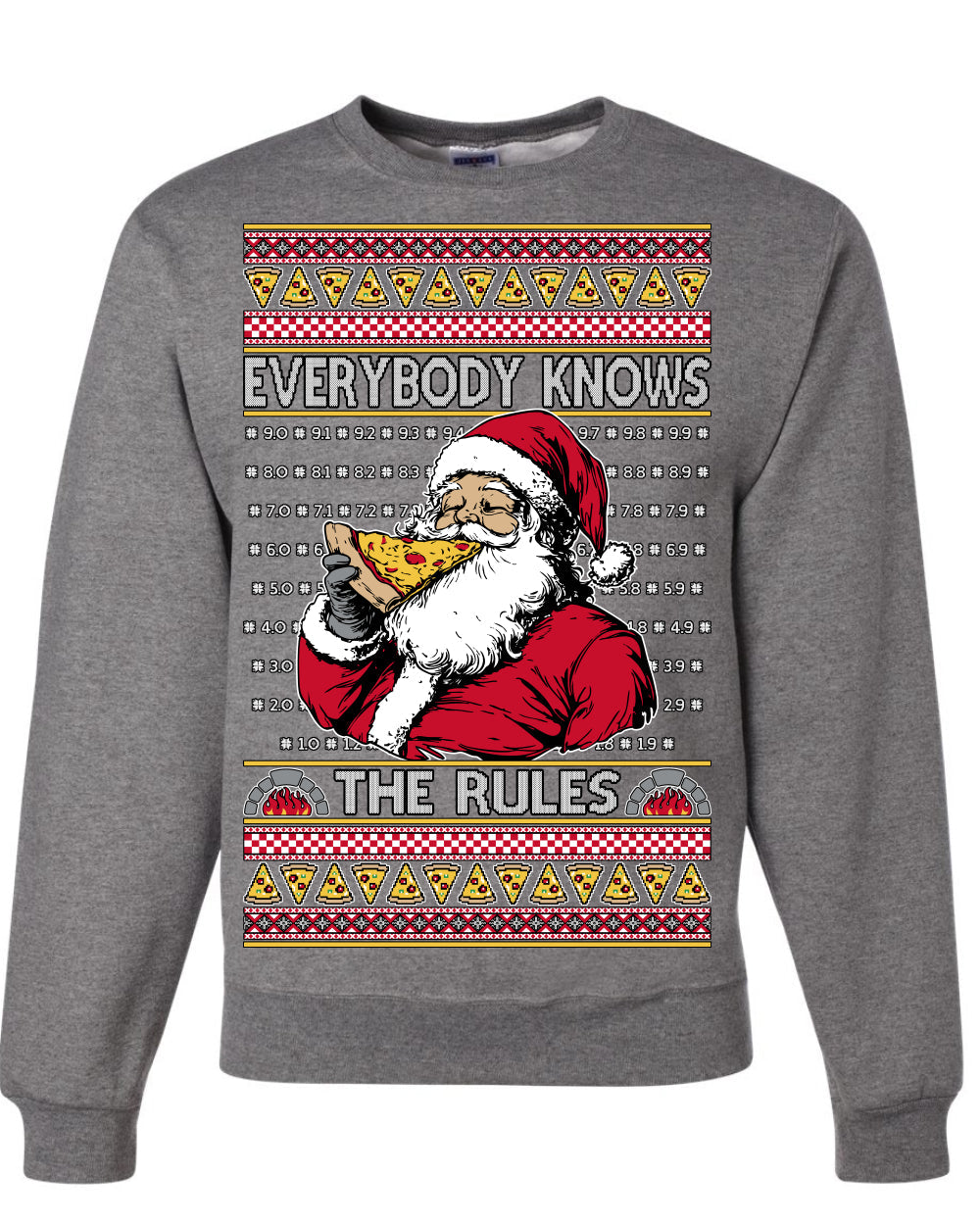 Everybody Knows the Rules Funny Santa Claus Pizza Score Ugly Christmas Sweater