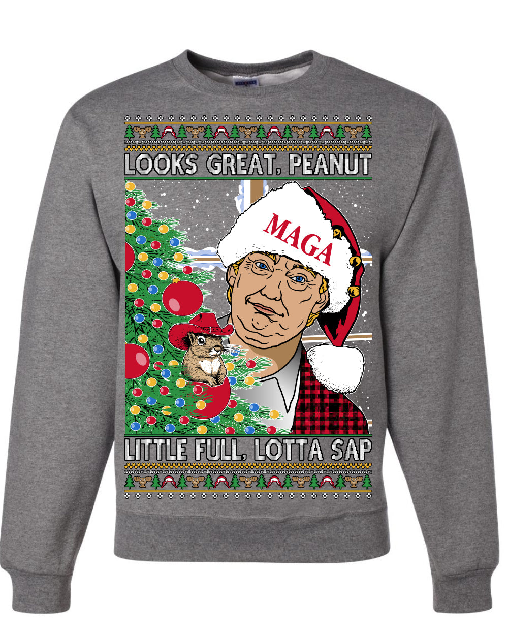 Looks Great Peanut Little Full Lotta Sap 80s Movie Quote Ugly Christmas Sweater Sweaters Crewneck Sweatshirts