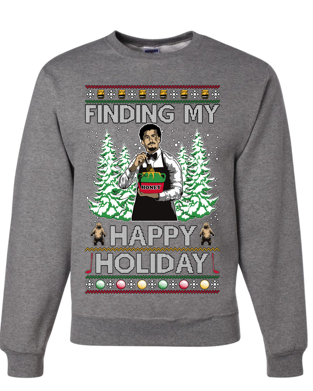 Finding My Happy Holiday, Unisex Ugly Christmas Sweater, Crewneck Sweatshirts
