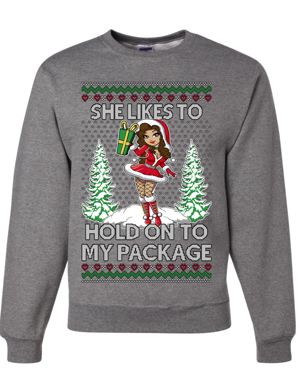Hold My Package, Funny Unisex Ugly Christmas Crewneck Sweatshirts