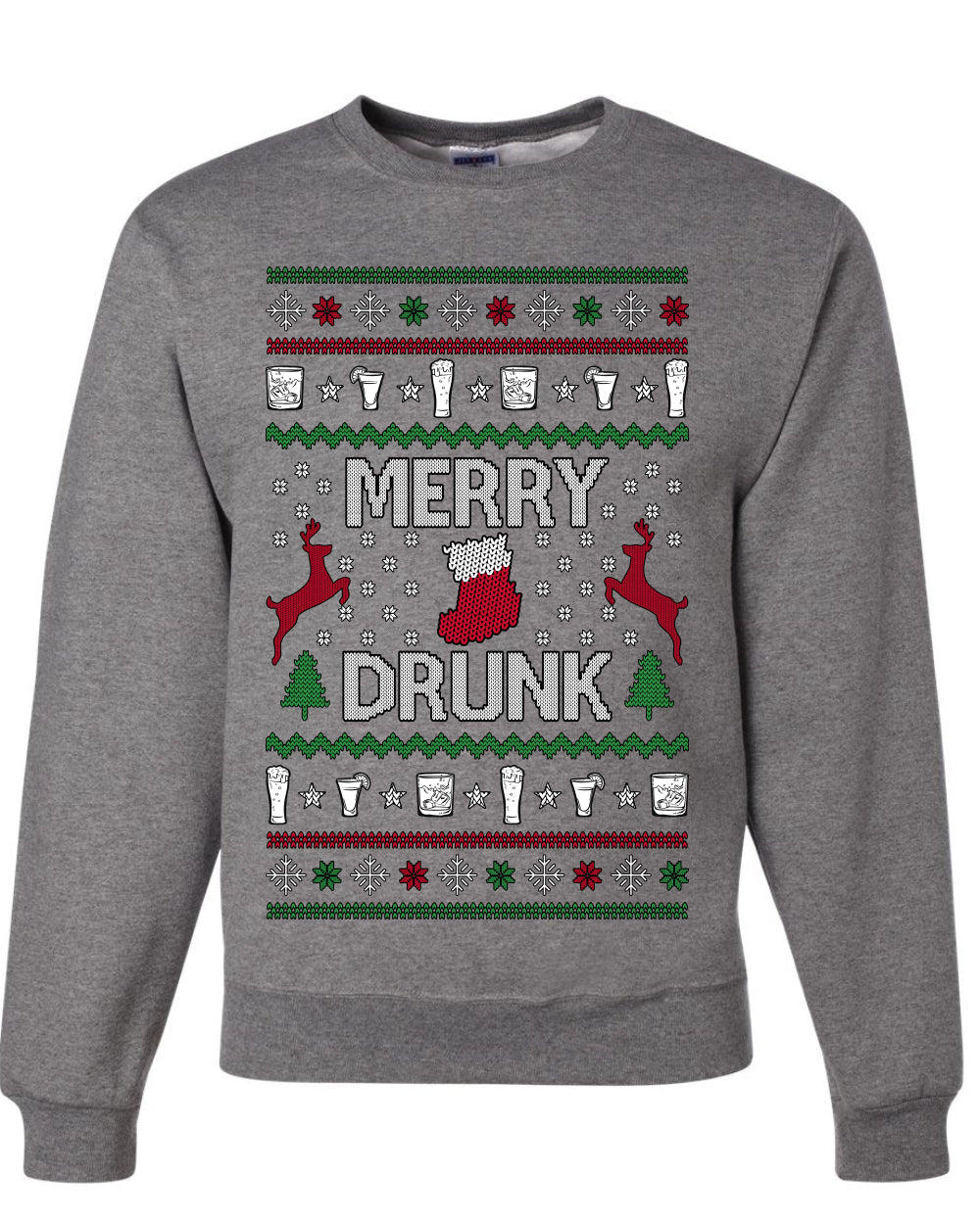 Merry Drunk, Unisex Ugly Christmas Sweater Crewneck Sweatshirts