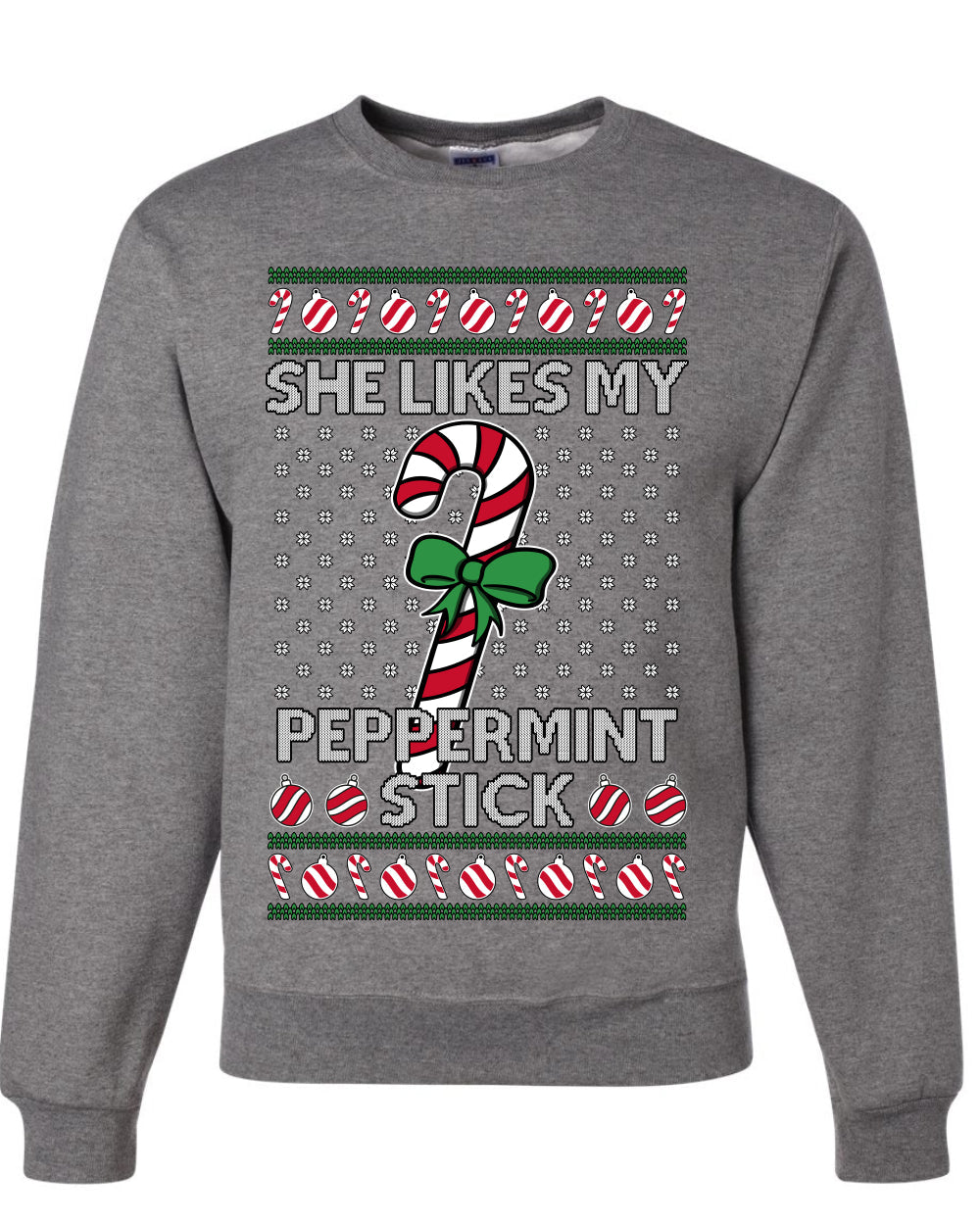 She Likes My Peppermint Stick, Unisex Ugly Christmas Sweater, Crewneck Sweatshirts