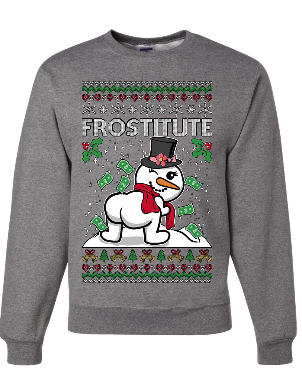 Snow Frostitute, Funny Unisex Ugly Christmas Sweater, Crewneck Sweatshirts
