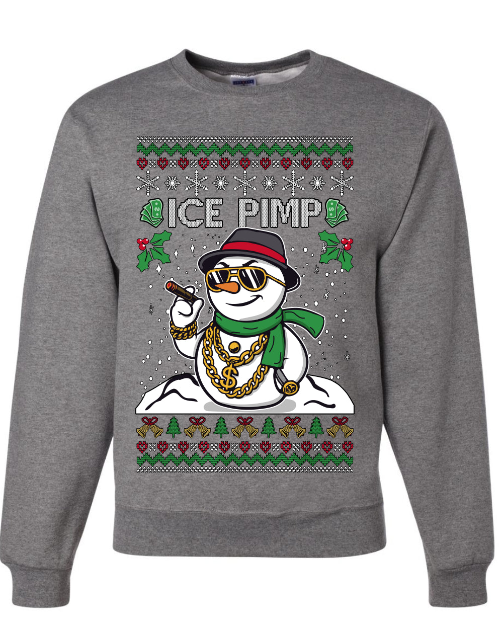 Snow Ice Pimp, Funny Unisex Ugly Christmas Sweater, Crewneck Sweatshirts