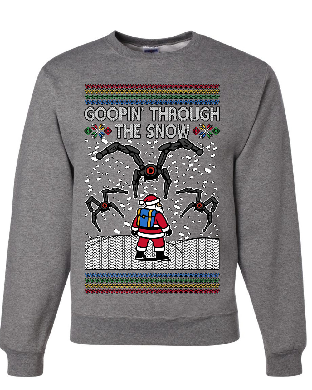 Goopin' Through The Snow Gamer Santa, Unisex Ugly Christmas Sweater Crewneck Sweatshirts