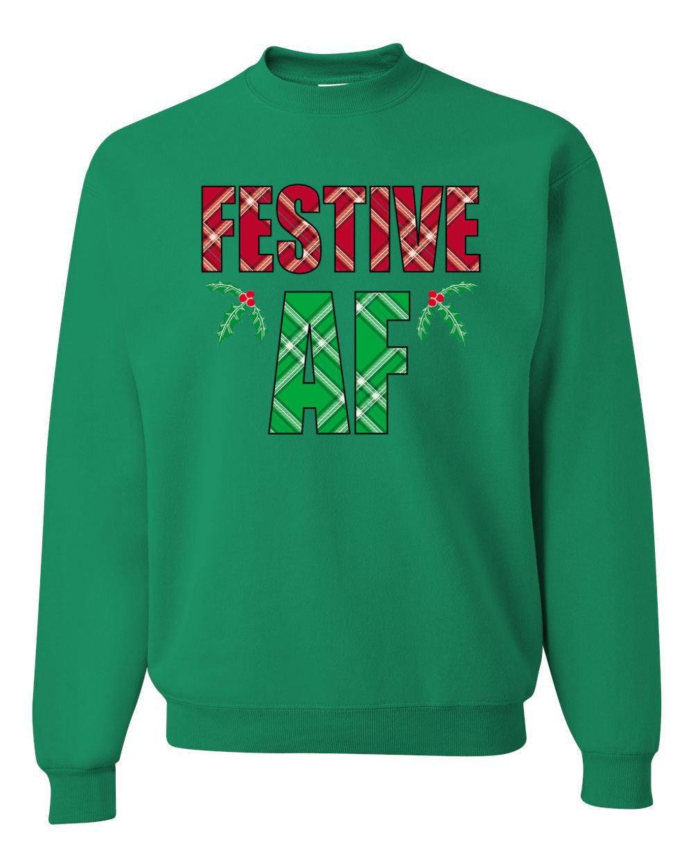 Festive AF Merry Christmas Unisex Crewneck Graphic Sweatshirt