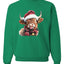 Cute Fluffy Christmas Cow with Santa Hat, Cute Christmas Design, Unisex Christmas Sweater, Crewneck Sweatshirts