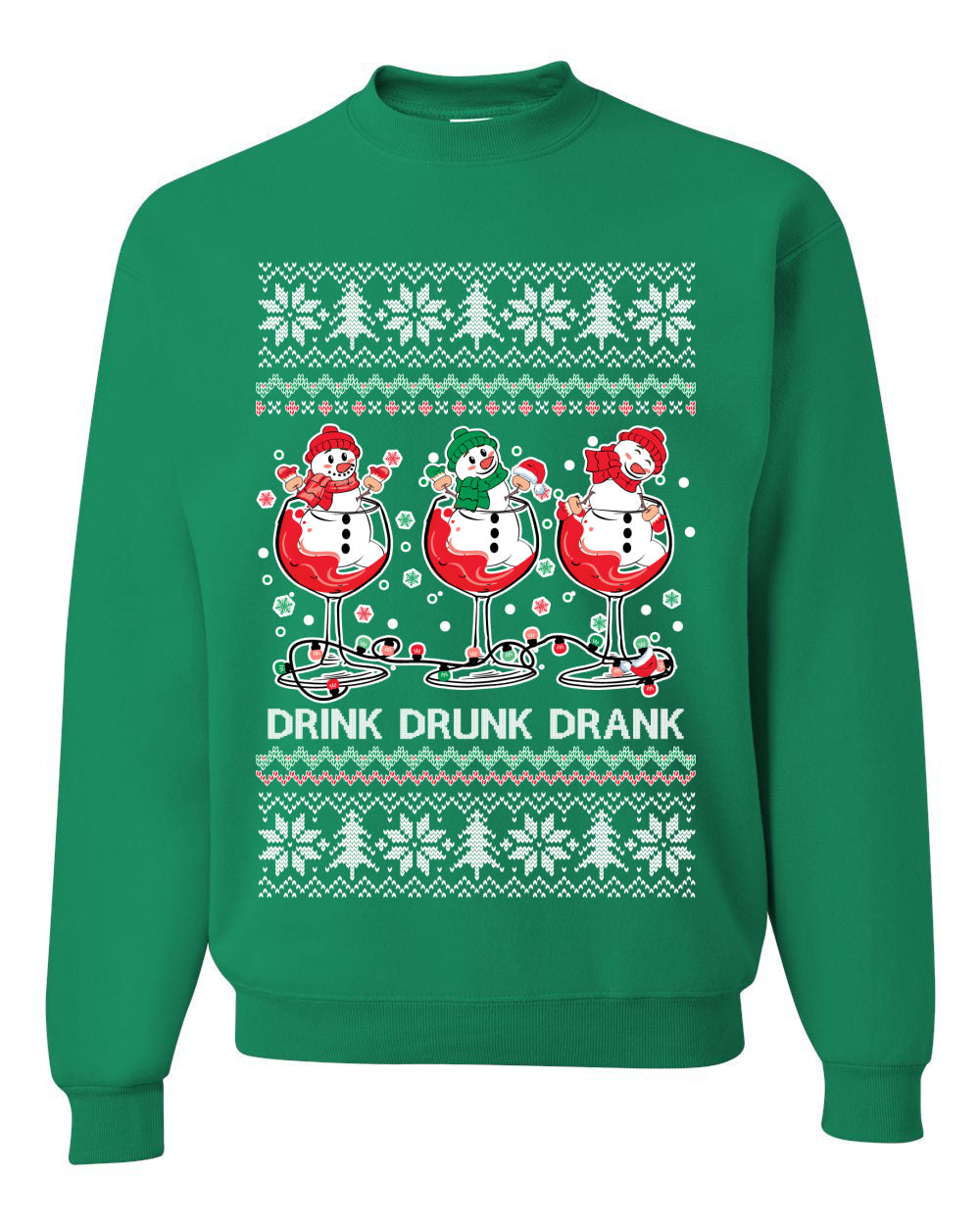 Holiday Spirits Drink Drank Drunk Snowmen Ugly Christmas Sweater Unisex Crewneck Sweatshirt