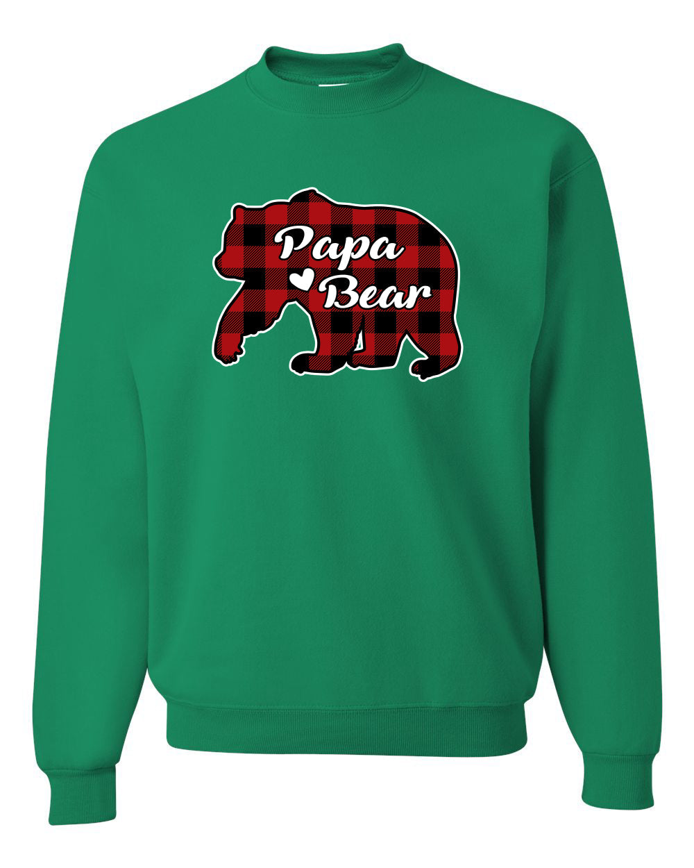 Papa Bear Cool Plaid Matching Design Merry Christmas Unisex Crewneck Graphic Sweatshirt