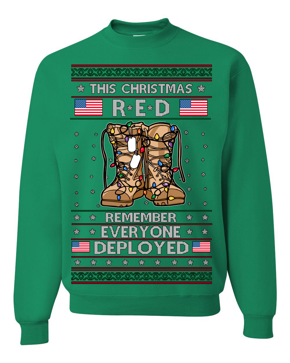 This Christmas RED Remember Everyone Deployed Veteran Ugly Christmas Sweater