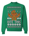 Bite This Funny Gingerbread Cookie Middle Finger Ugly Christmas Sweater Crewneck Sweatshirt