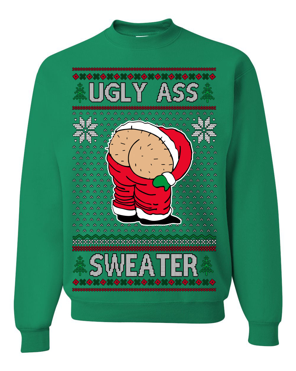 Ugly Ass Sweater Funny Santa Claus Butt Xmas Ugly Christmas Sweater Crewneck Sweatshirt