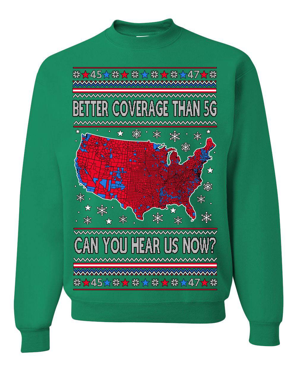 Trump 2024 Better Coverage than 5G Red Wave Landslide Ugly Christmas Sweater Crewneck Sweatshirt
