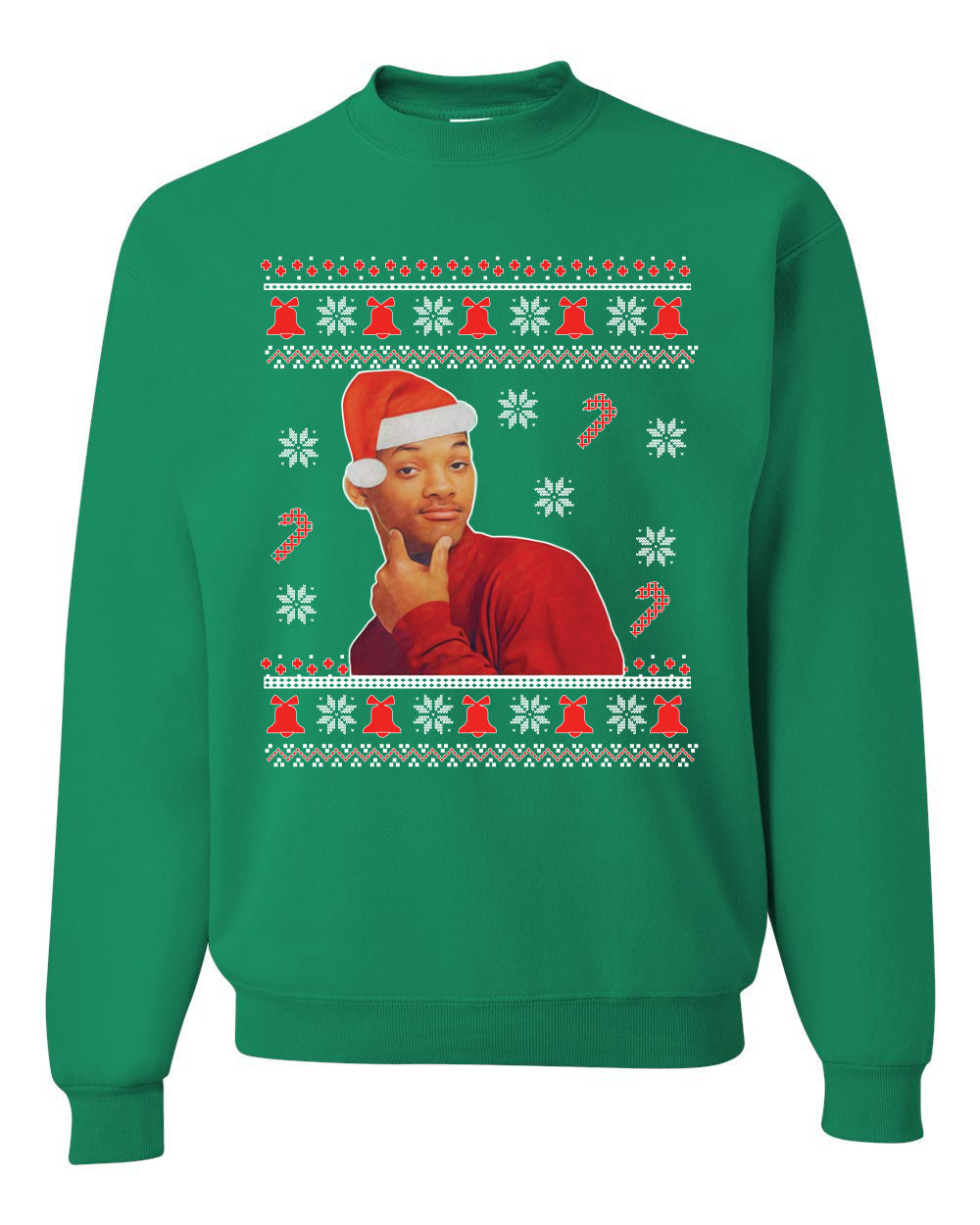 Will Smith Fresh Prince Of Bel Air  Christmas Xmas Candy Cane Ugly Christmas Sweater Unisex Crewneck Sweatshirt