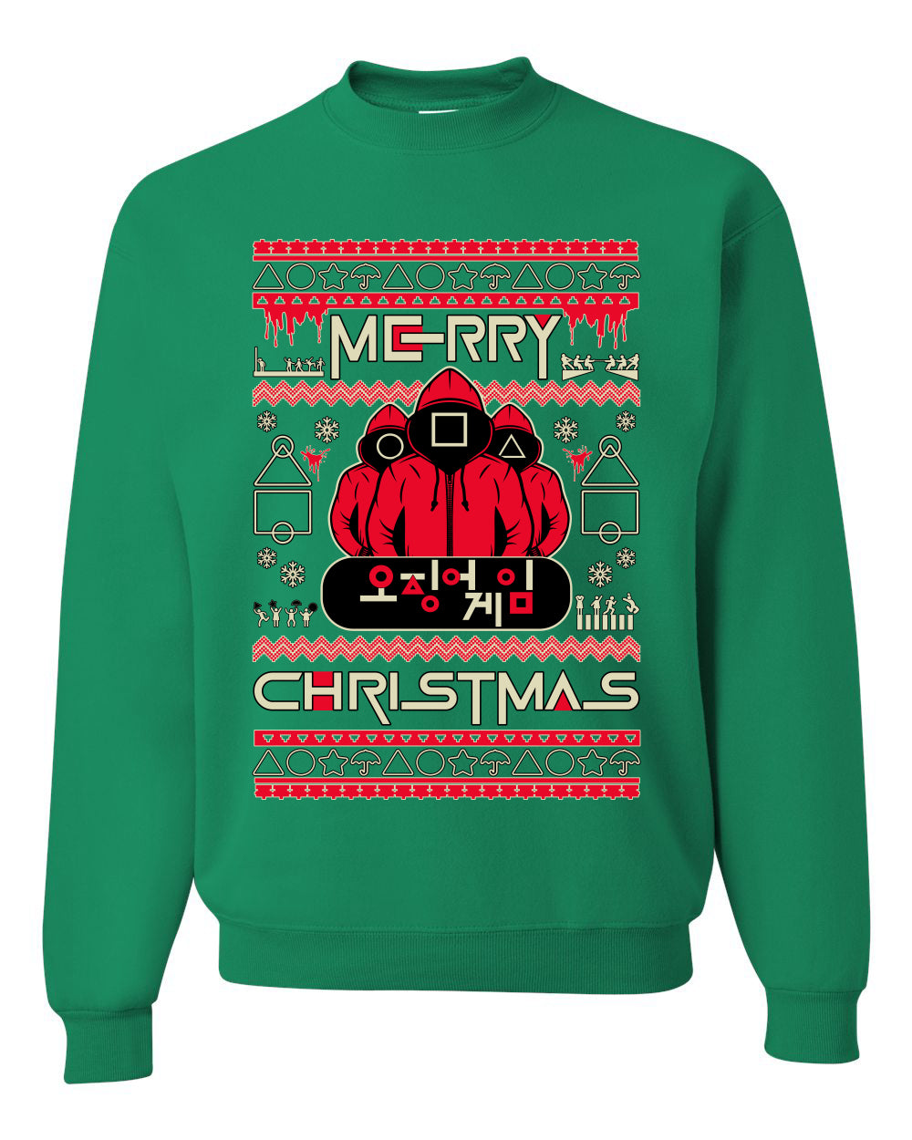 Merry Christmas Squid Games Ugly Christmas Sweater Unisex Crewneck Sweatshirt